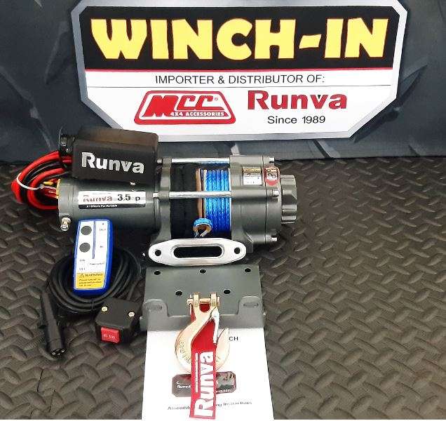 Runva winch 12v with synthetic rope (3 500LBS = 1 588KG) With or Without Wireless remote