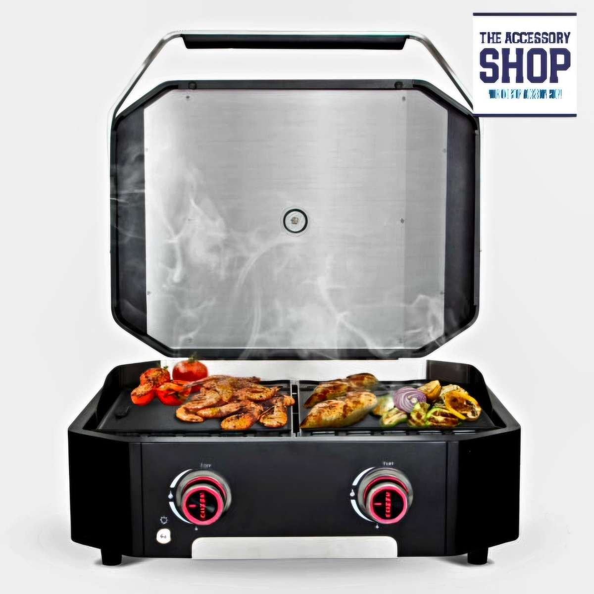 Cozze Plancha 600 with lid and 2 burners with regulator