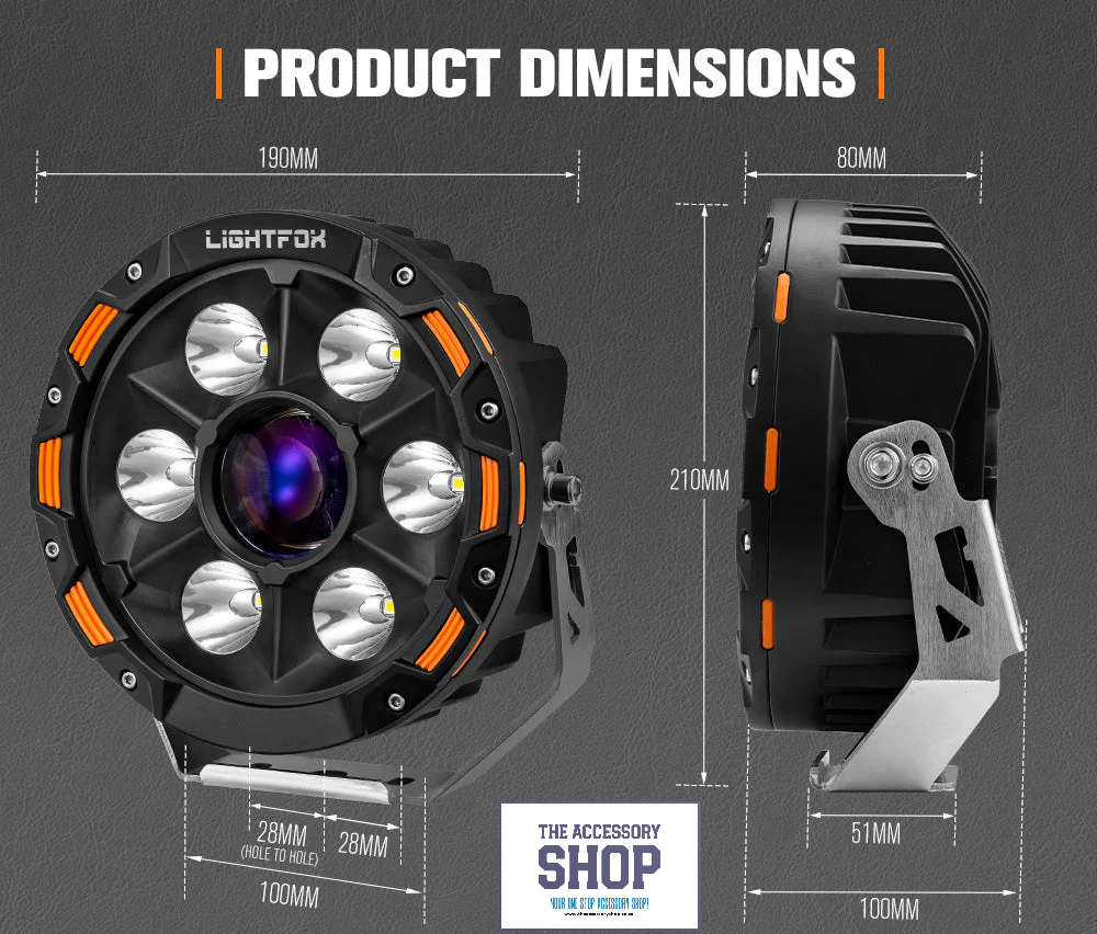 Lightfox 7inch Osram Laser LED Driving Lights 1Lux @ 2,226m