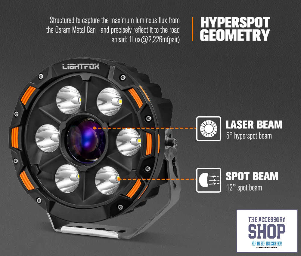 Lightfox 7inch Osram Laser LED Driving Lights 1Lux @ 2,226m