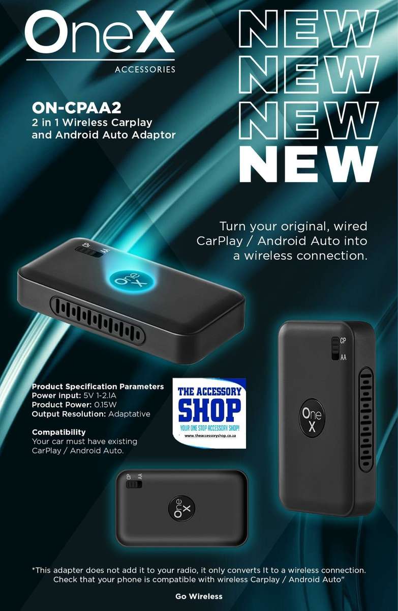 Wireless CarPlay and Android Auto Adaptor  CPAA OneX 2 in 1 OneNav Autocast