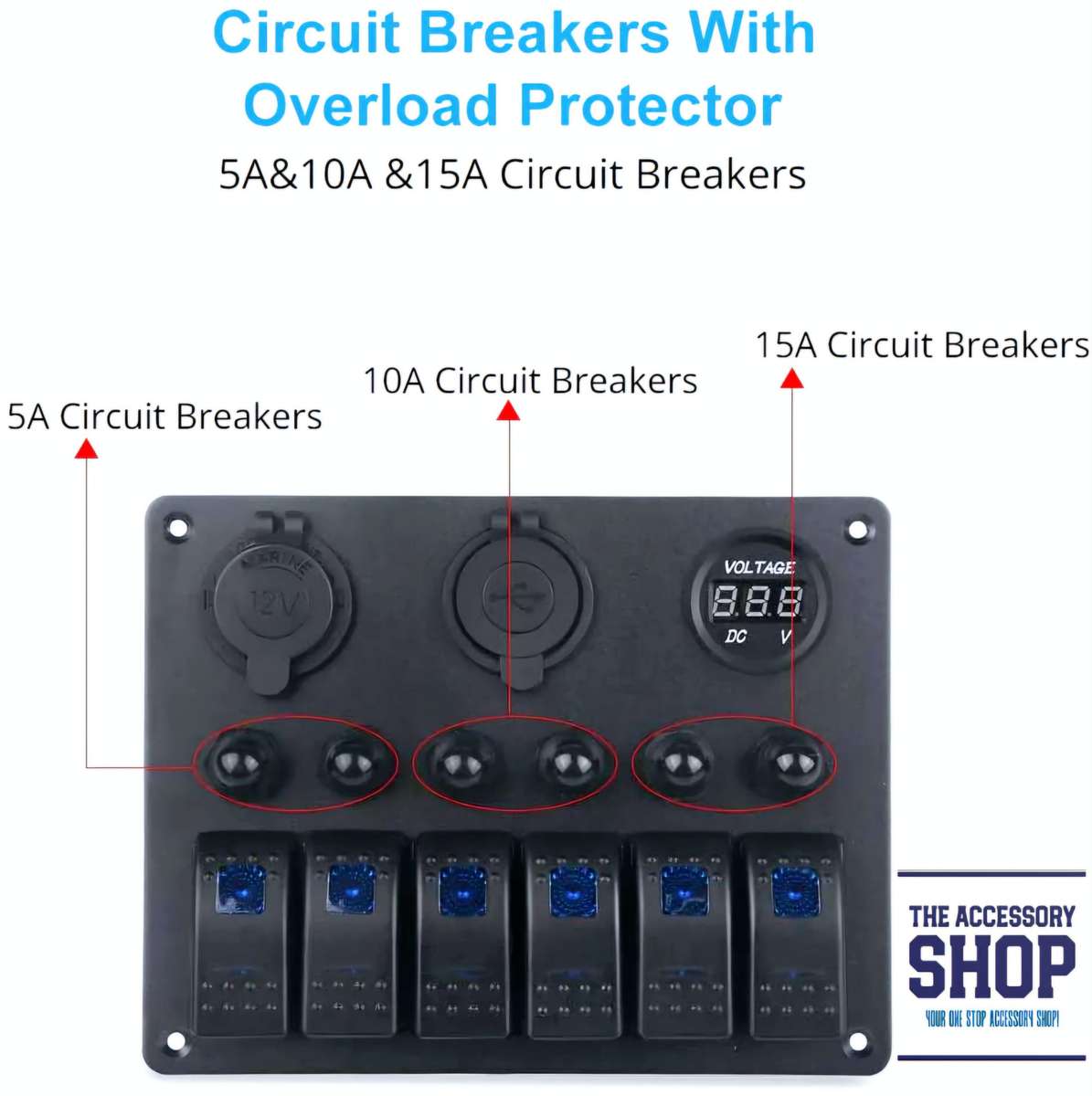 Switch Panel Marine Boat 12v 6 Gang Panel With Trip Switches