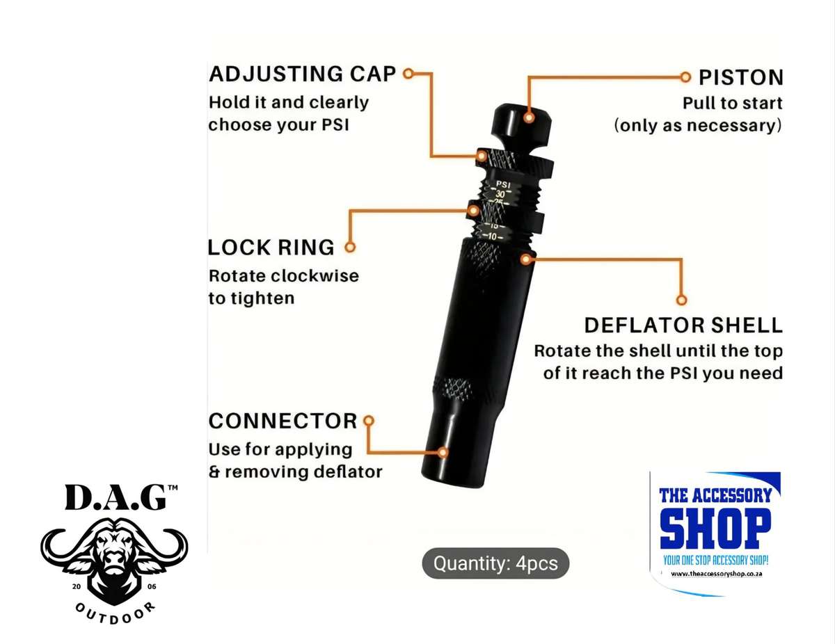 Tyre Deflator Valve Auto-Adjustable (set of 4) DAG