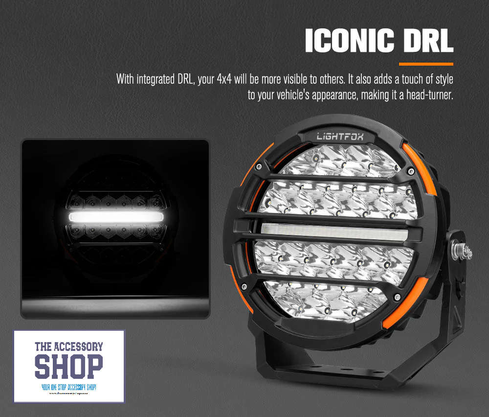 Lightfox Pair 9 inch Osram LED Driving Lights Round Spotlight Spot DRL Headlight