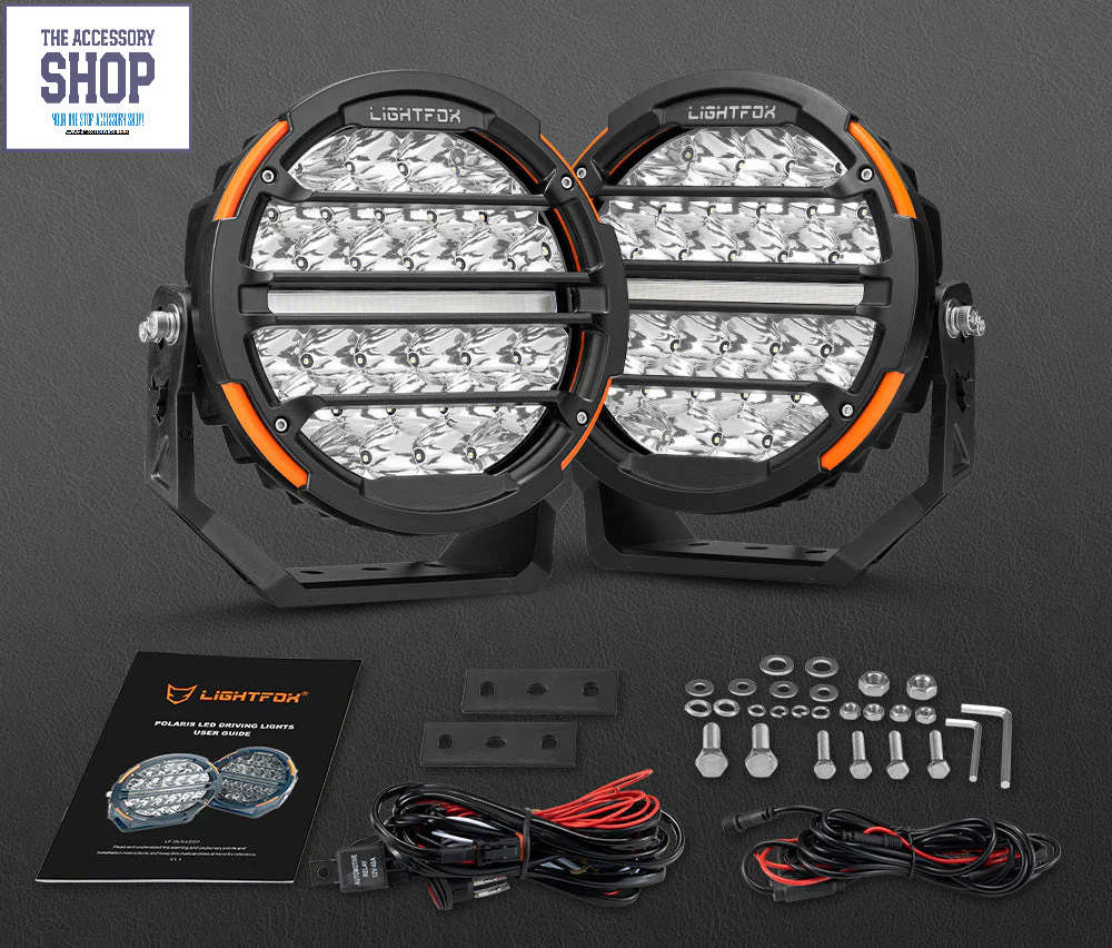 Lightfox Pair 9 inch Osram LED Driving Lights Round Spotlight Spot DRL Headlight