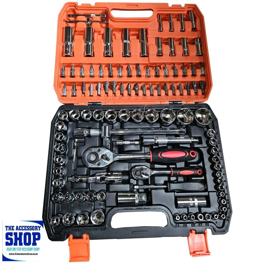 Socket and Driver set 1/2 inch and 1/4 inch 108 piece in Plastic Tool Box
