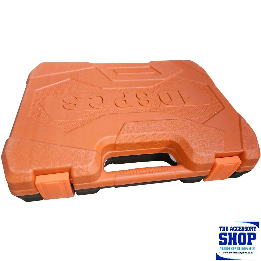 Socket and Driver set 1/2 inch and 1/4 inch 108 piece in Plastic Tool Box
