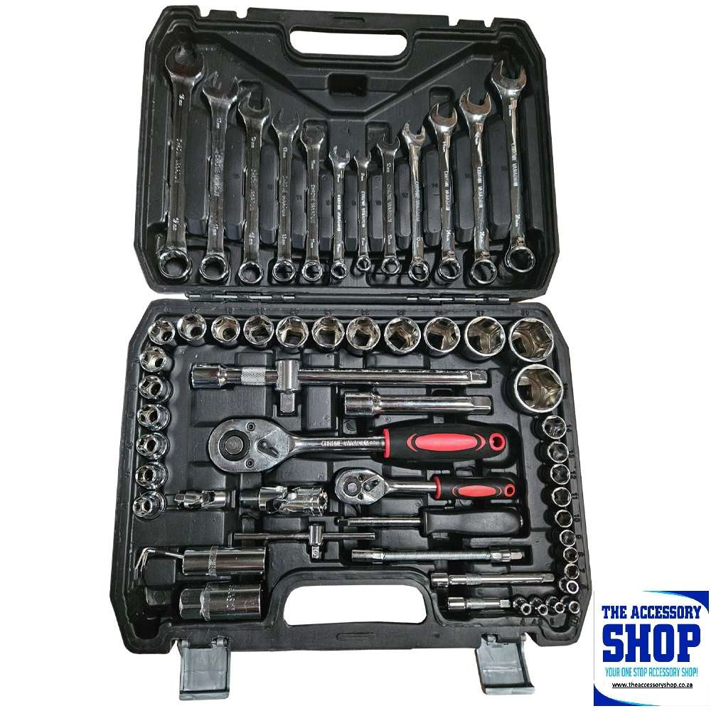 Socket and Spanner Tool set 1/2 inch and 1/4 inch 61 piece in Plastic Tool Box