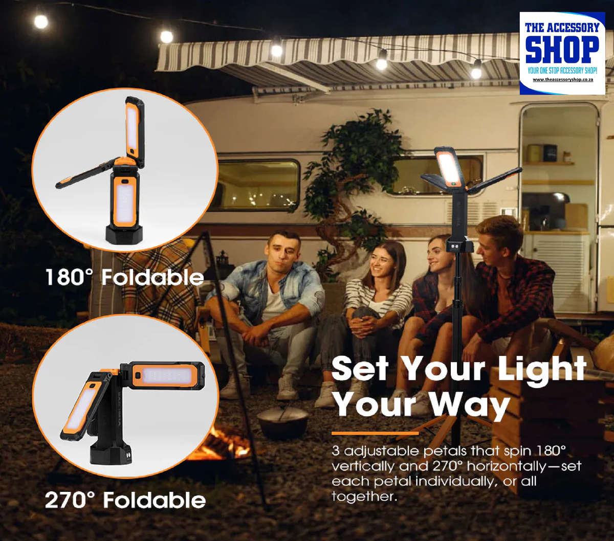 LED Telescopic Light Portable Lithium Tripod Lamp Camping Rechargeable San Hima