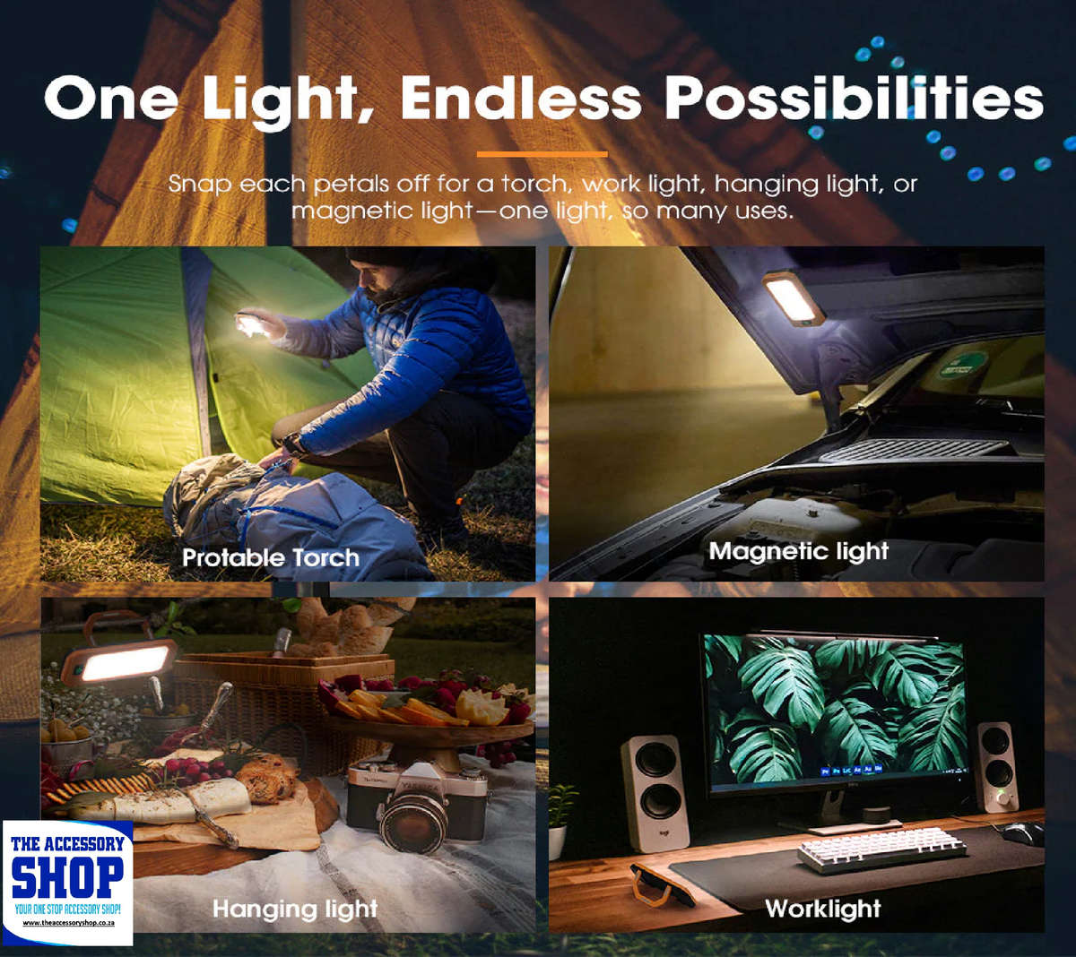 LED Telescopic Light Portable Lithium Tripod Lamp Camping Rechargeable San Hima