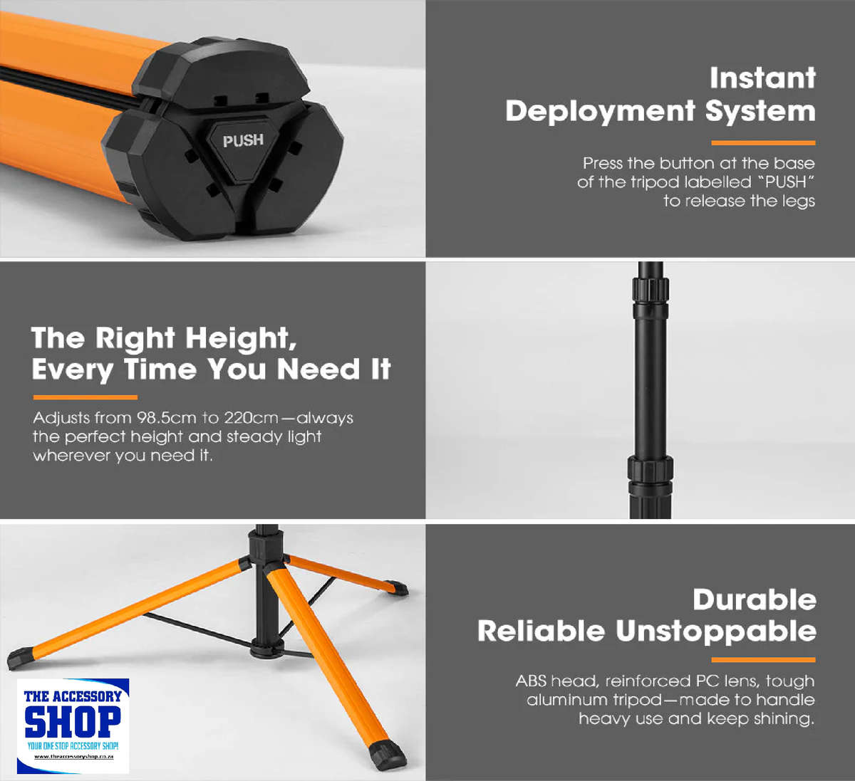 LED Telescopic Light Portable Lithium Tripod Lamp Camping Rechargeable San Hima