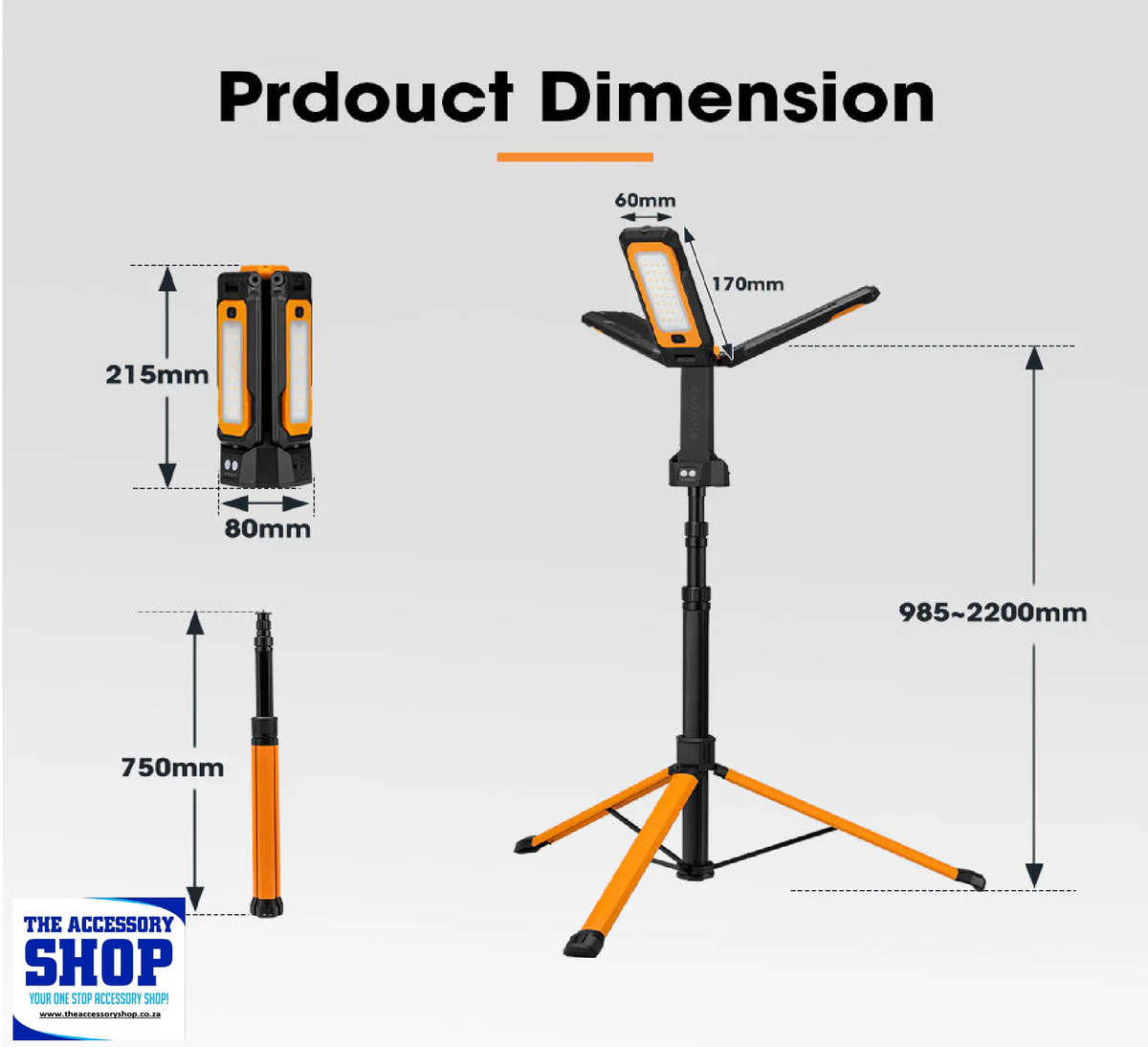 LED Telescopic Light Portable Lithium Tripod Lamp Camping Rechargeable San Hima