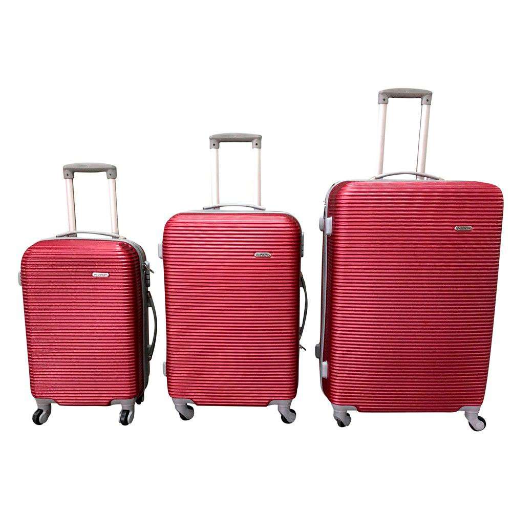 Hard Shell 3 Piece Luggage Set - Red