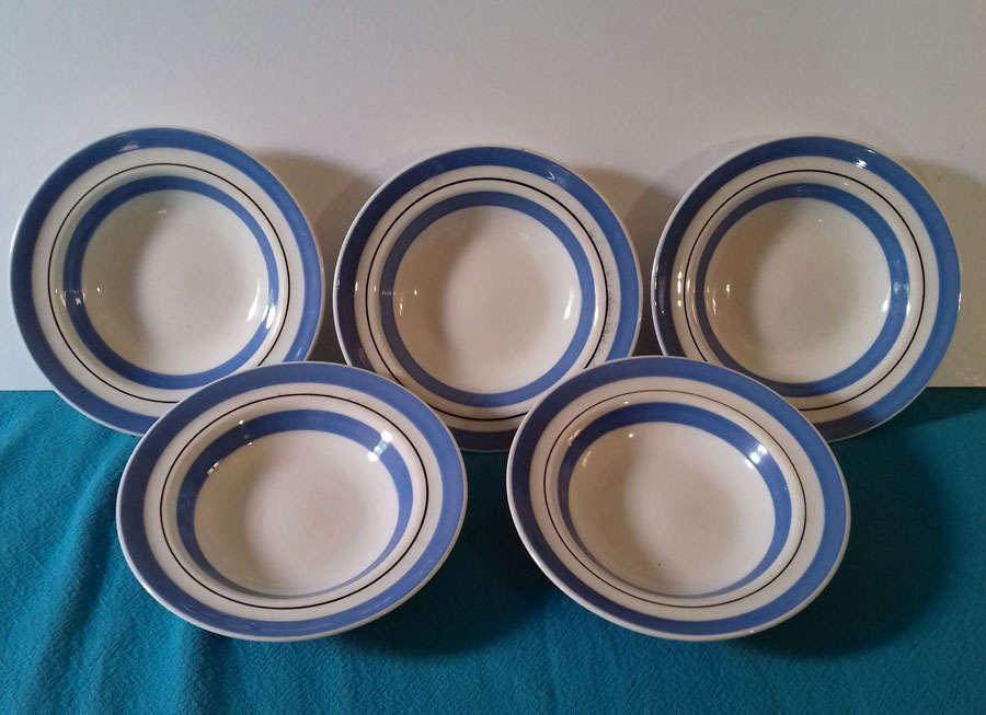 blue and white bowls, royal Art Pottery, Top of the Morning,