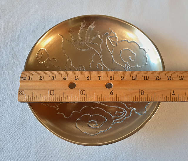 Oriental brass footed bowl - 13 cms dia