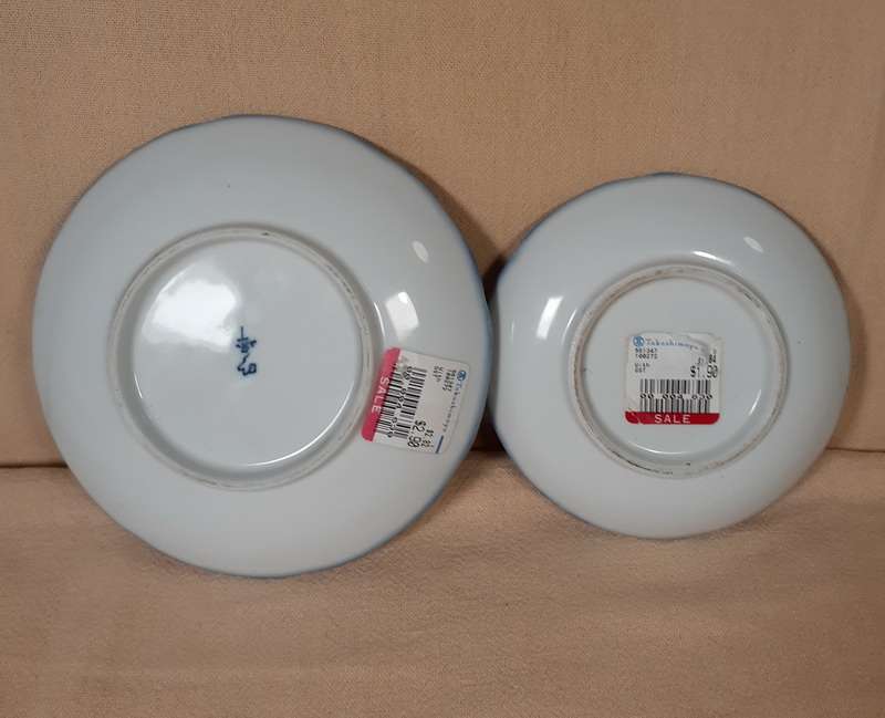 Blue and white chinese plates - boys playing  16 and 13 cms
