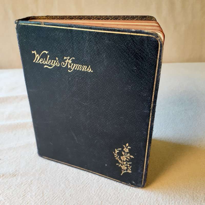 Weslean Hymn Book - gold embossed - leather covers - 12 x 14 cms
