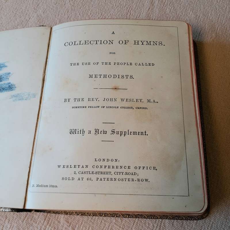 Weslean Hymn Book - gold embossed - leather covers - 12 x 14 cms