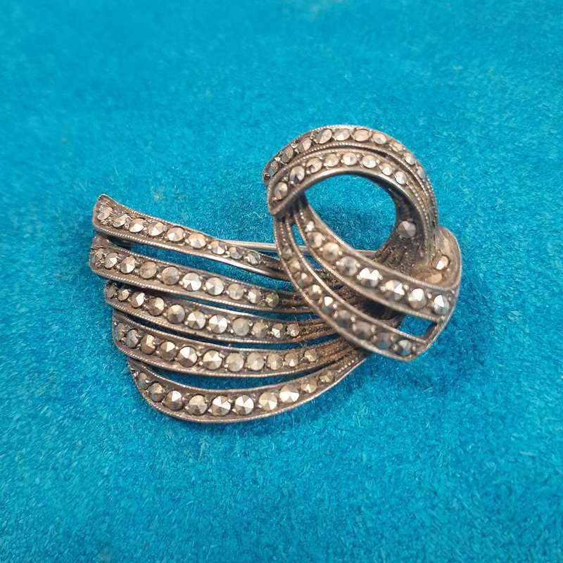 Stirling silver and marcasite brooch