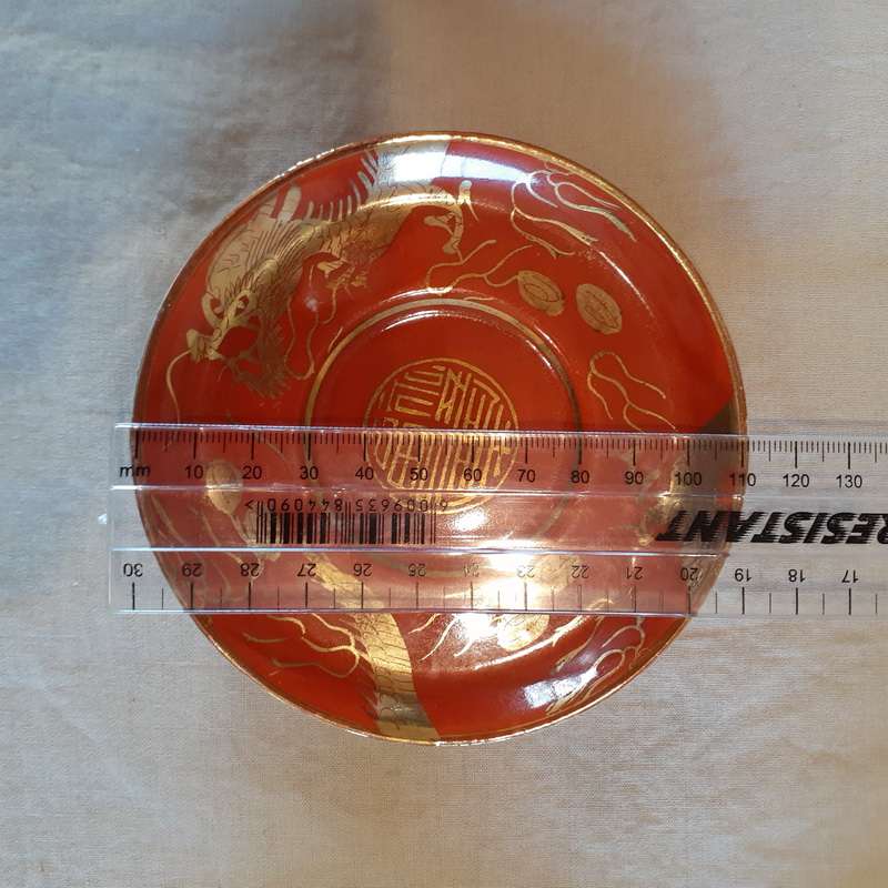 6Japanese coffee set Demi-Tasse -Red with gold dragons jug and sugar basin