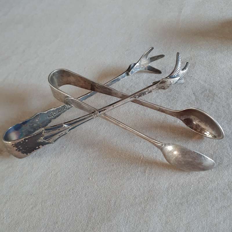 2 Silver plate tongs - Ice and sugar