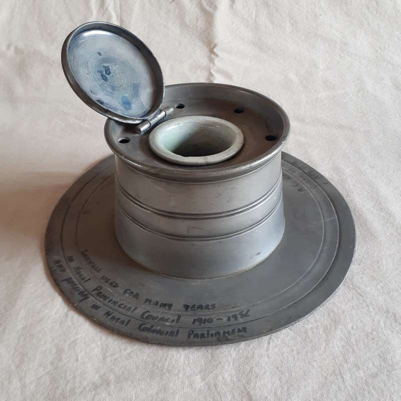 Antique Pewter Inkwell - Nautical - Natal Provincial Council office provenance 1910?