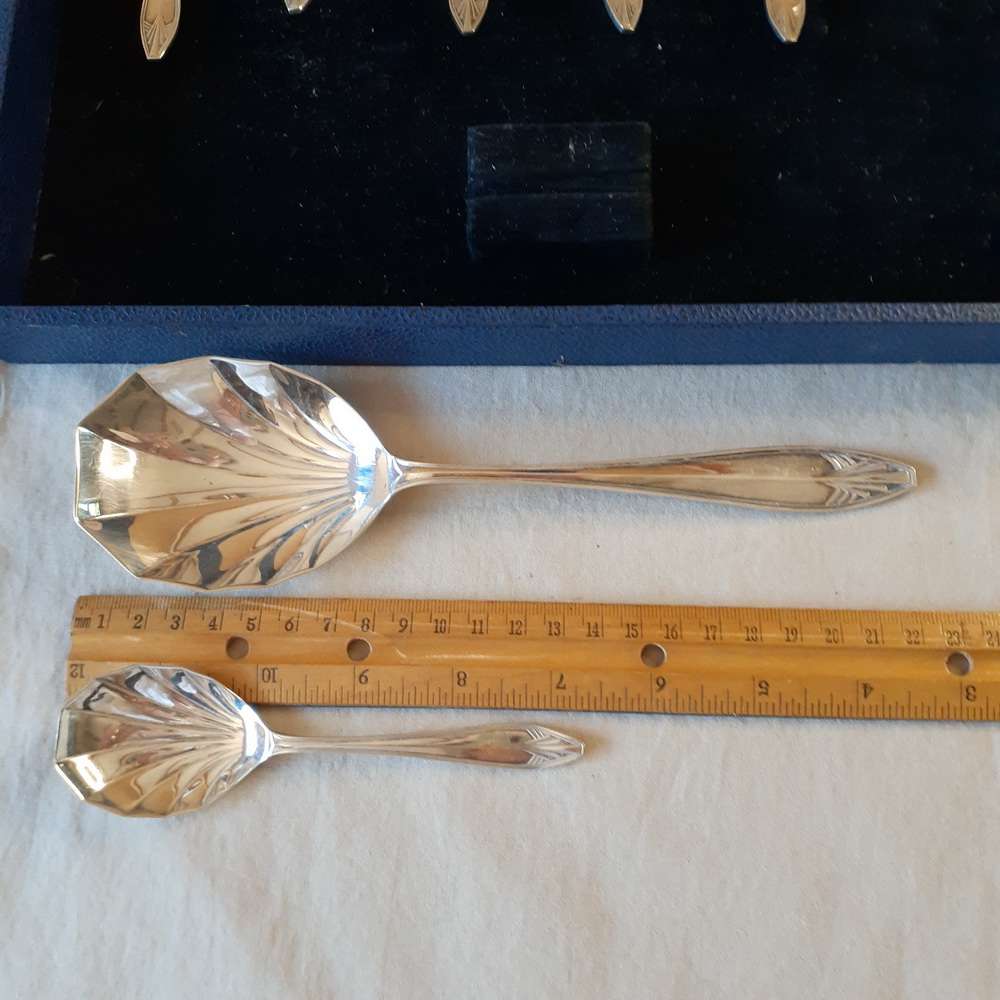 Fruit Set 6 spoons 1 Serving Spoon - Deco design on handles