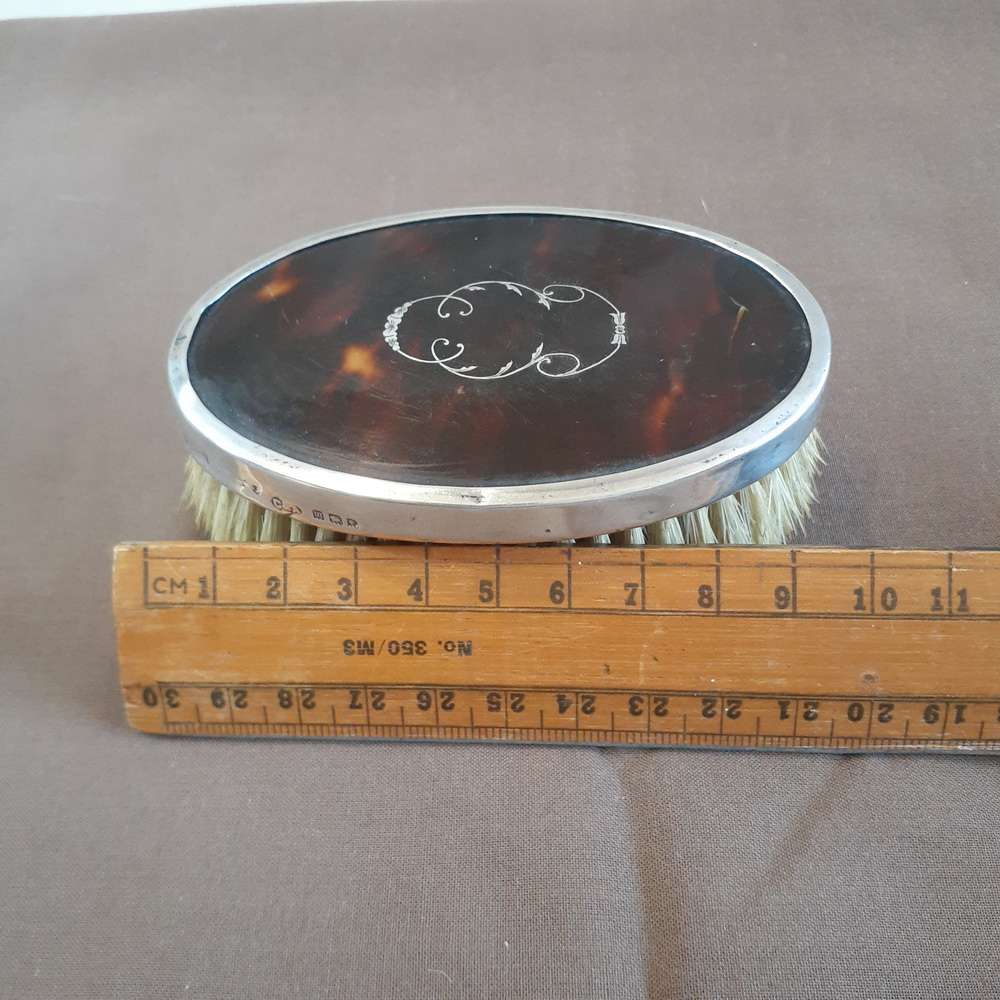 Hallmarked Silver and tortoise shell brush - mens