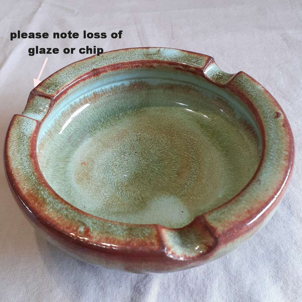 Linn Ware ashtray and unusual lidded jar signed R Brink  South African Pottery