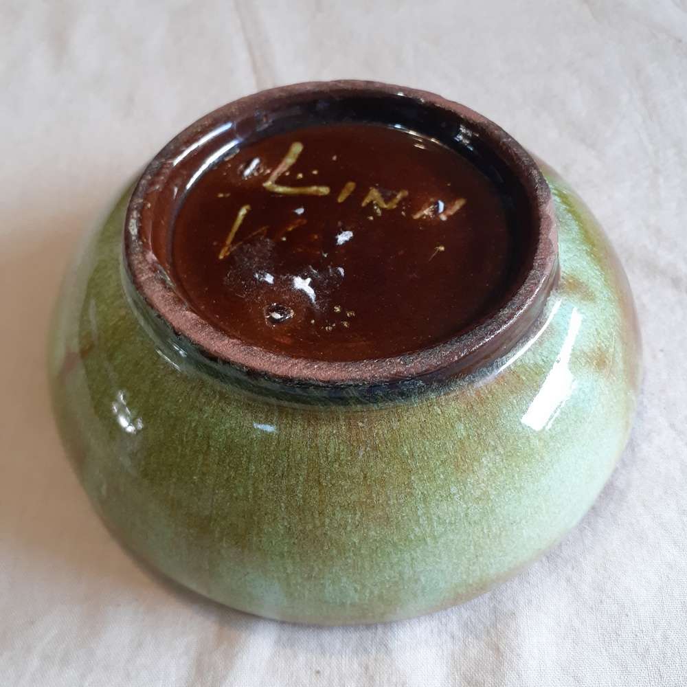 Linn Ware ashtray and unusual lidded jar signed R Brink  South African Pottery