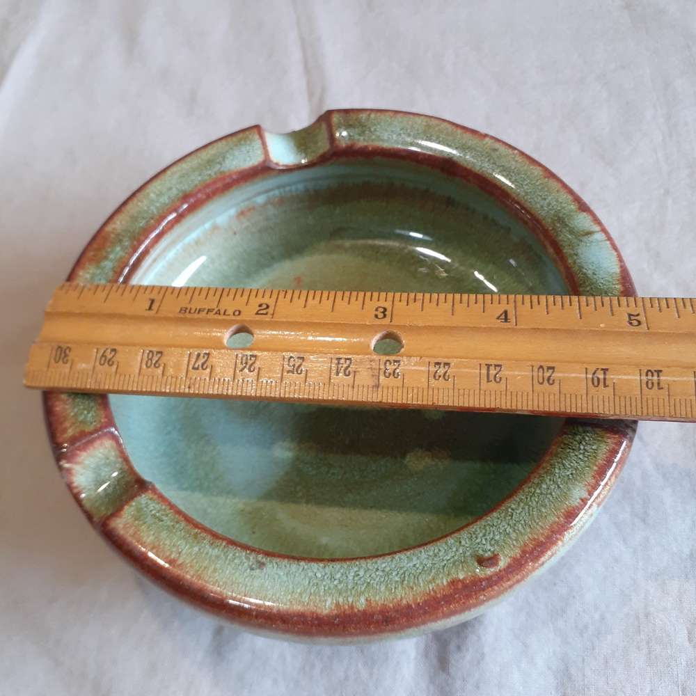 Linn Ware ashtray and unusual lidded jar signed R Brink  South African Pottery