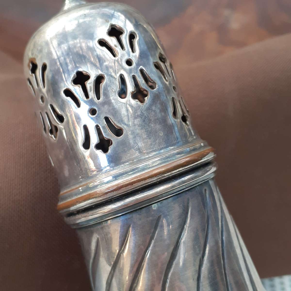 Silver Plated Sugar Castor - hand chased Sheffield Alpha plate