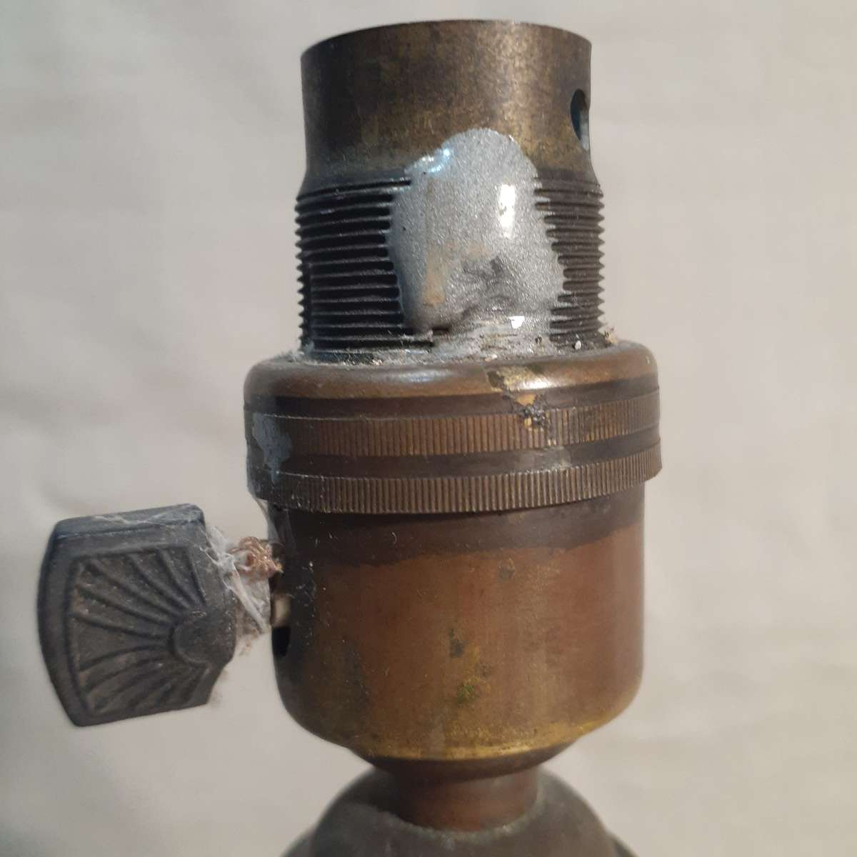 Ceramic Table Lamp hand painted French? Italian Vintage . Polychrome Mustard with grape design