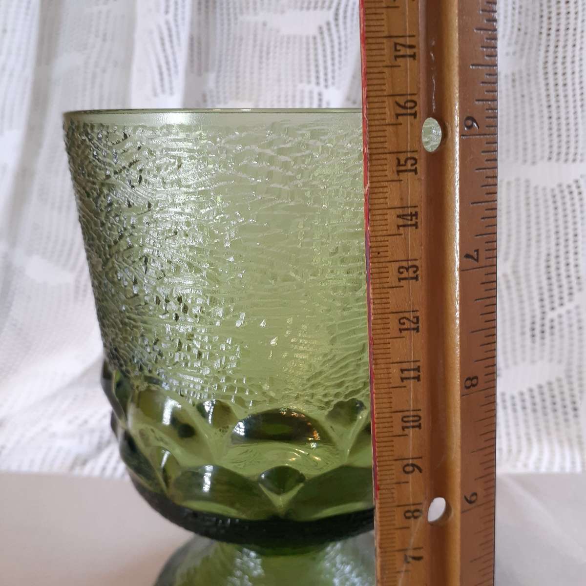 Green Pressed glass vase or goblet  - 16 cms tall
