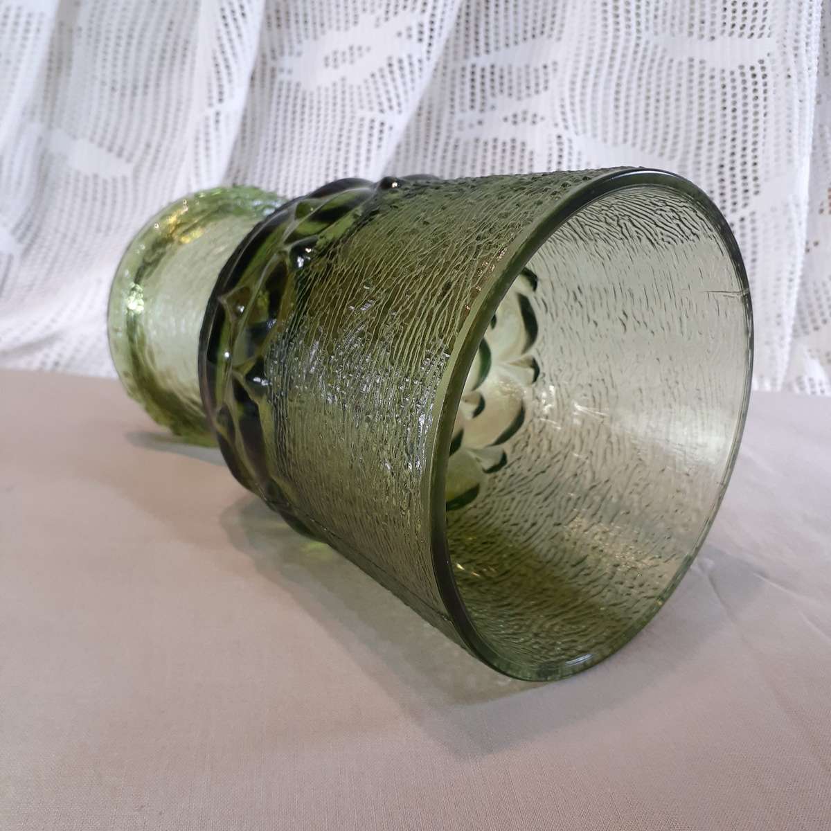 Green Pressed glass vase or goblet  - 16 cms tall