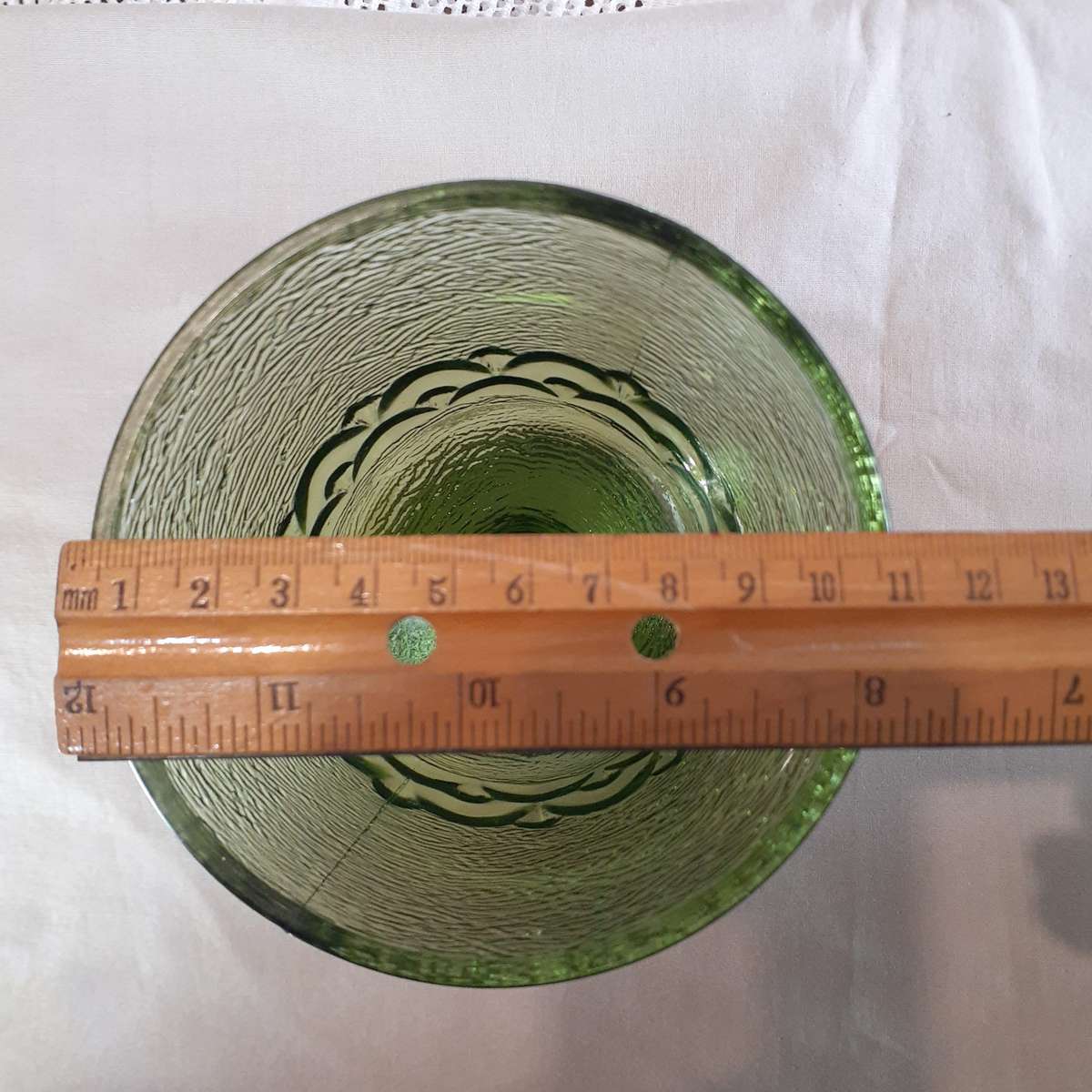 Green Pressed glass vase or goblet  - 16 cms tall