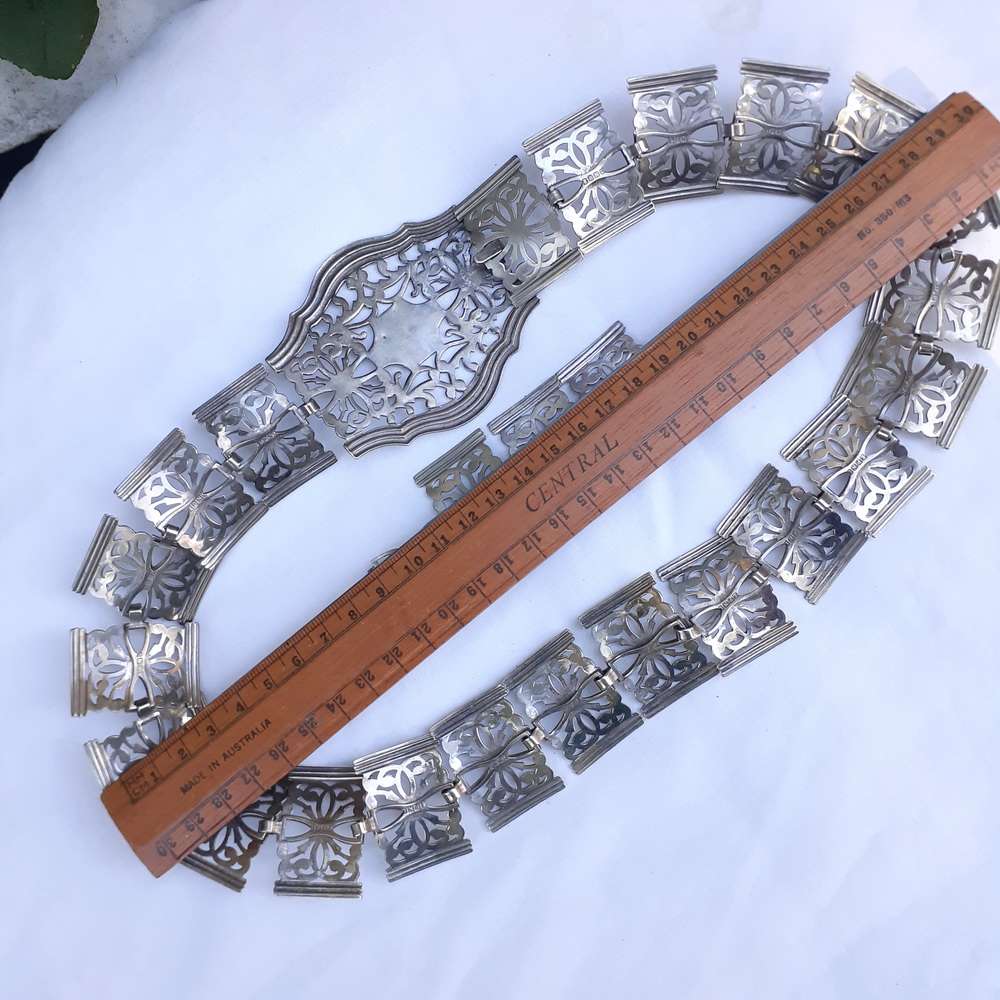 Silver metal EPNS Edwardian Belt 67 cms + 8 cms extra links