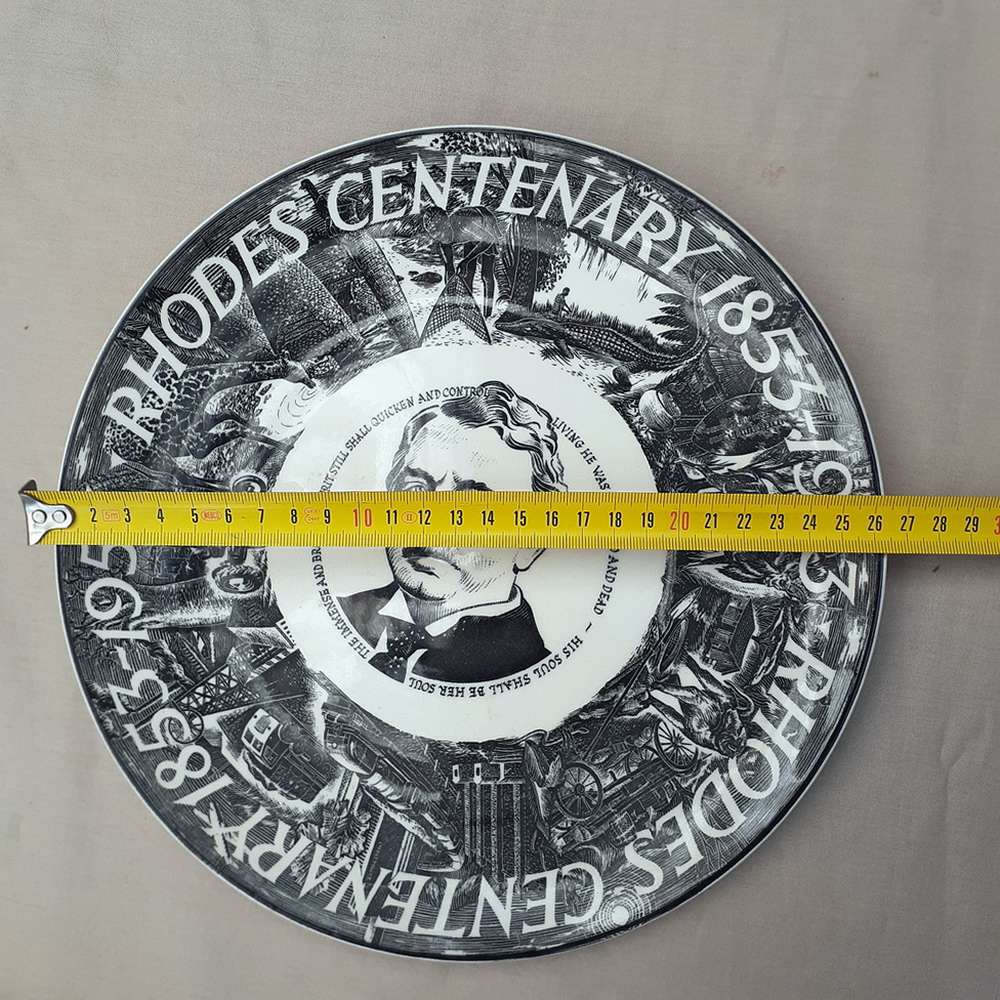 Rhodesiana Royal Doulton Rhodes Centenary Plate 1853 - 1953  Black and White