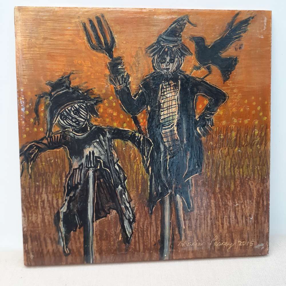 4 South African tiles painted by well known artist Marie Peacey