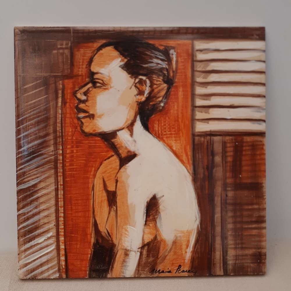 4 South African tiles painted by well known artist Marie Peacey