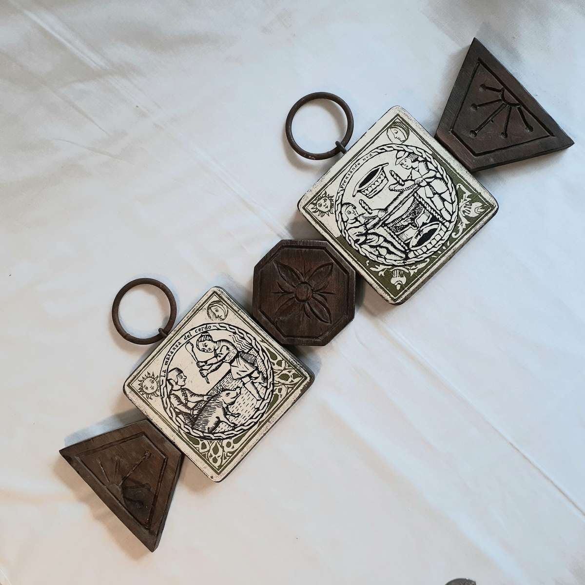 carved printed medieval tile wall decorative item - art pot stand