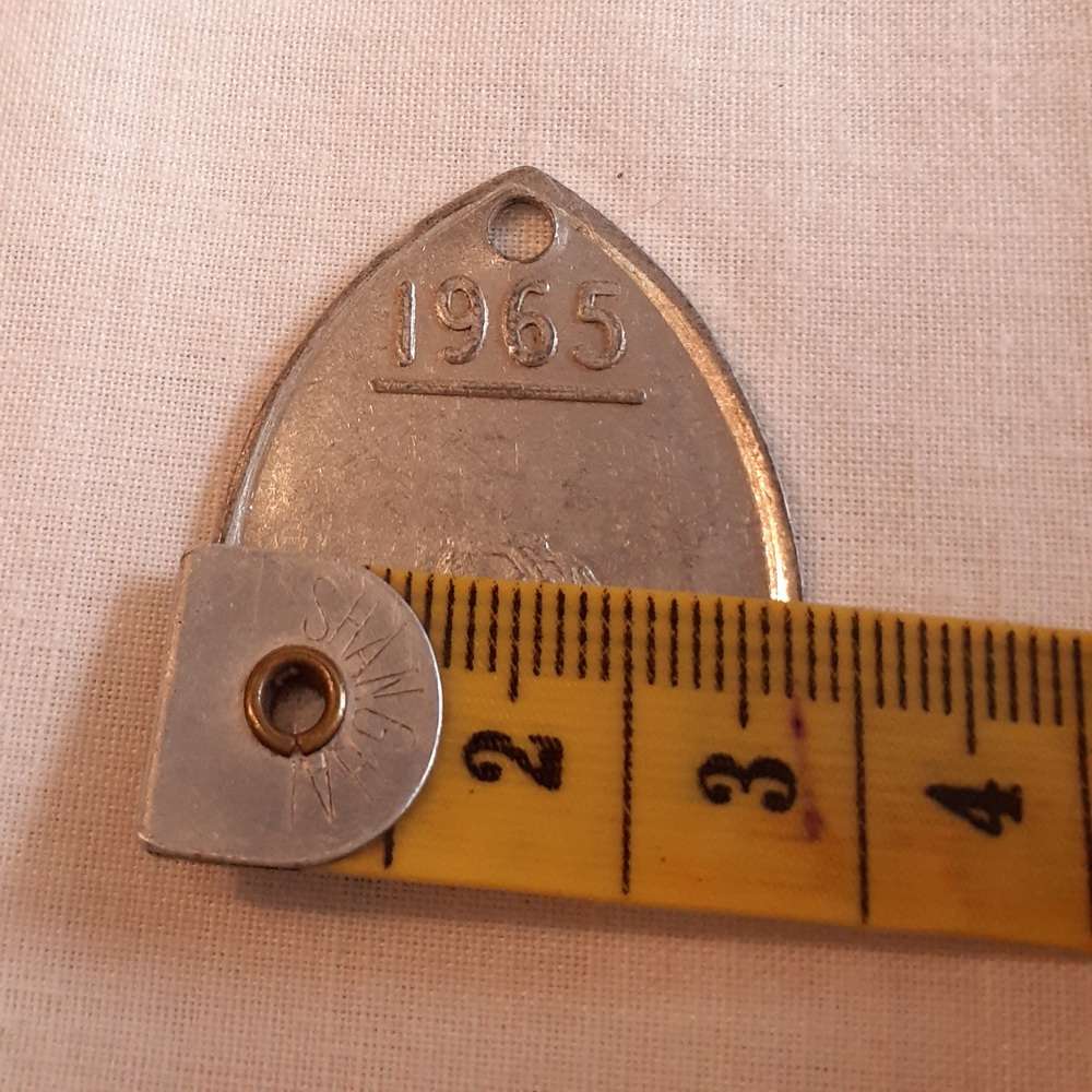 Aluminium 1965 Tag dog tag "East London DC/AR No 11266" Heart Shaped badge