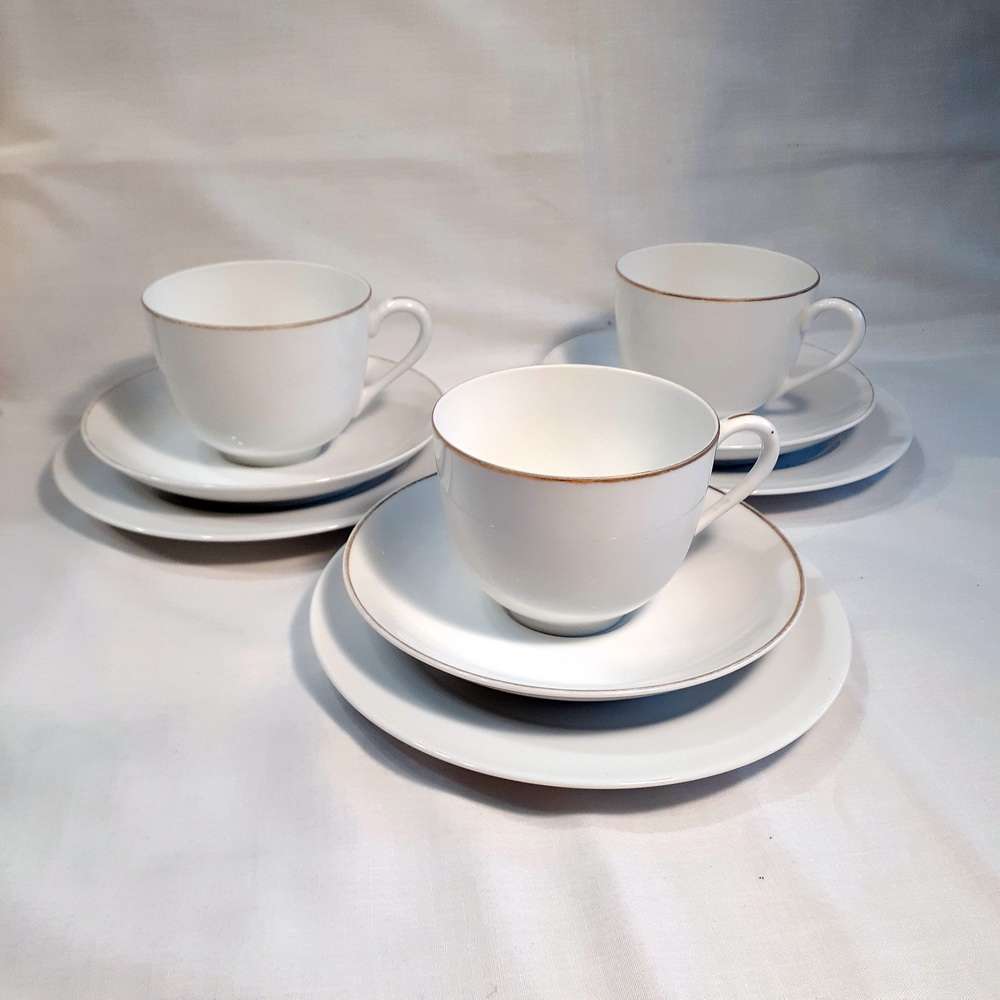Tea Trios - Nortake white fine porcelain