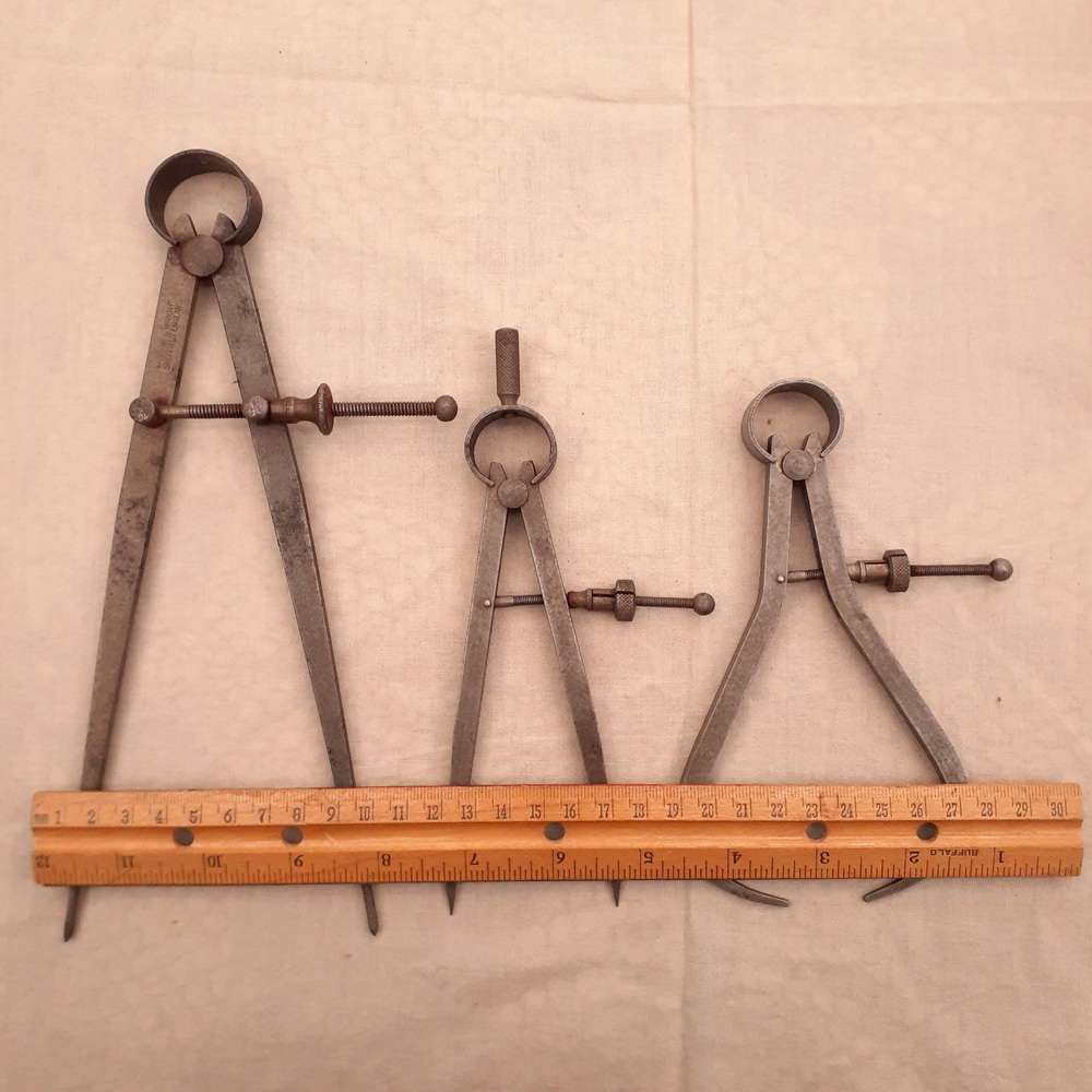Metal calipers and divider - woodwork metalwork and leatherwork Moore and Wright