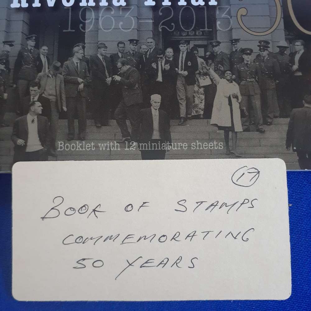 50 year commemorative Stamp booklet of the Rivonia Trial.  12 sheets