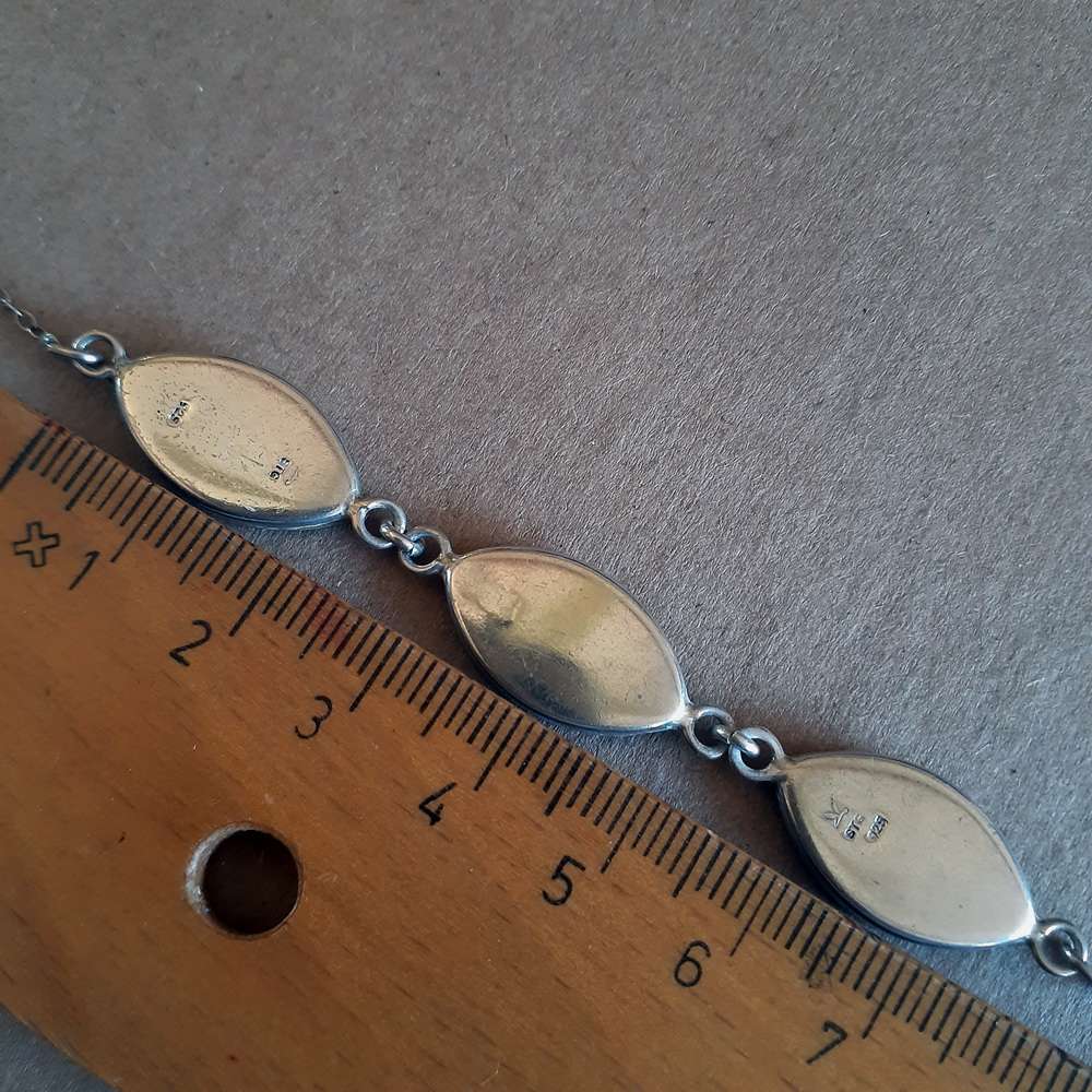 Stirling silver and pau shell choker necklace.   5.61gms