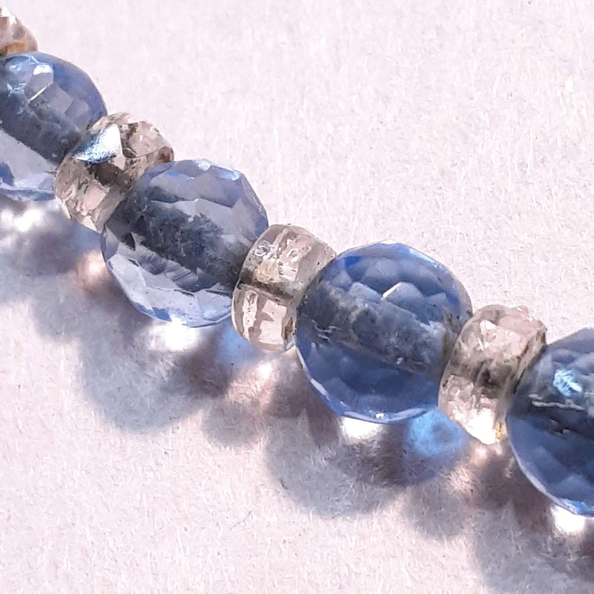 Cut glass crystal bead necklace - Pale Blue Faceted