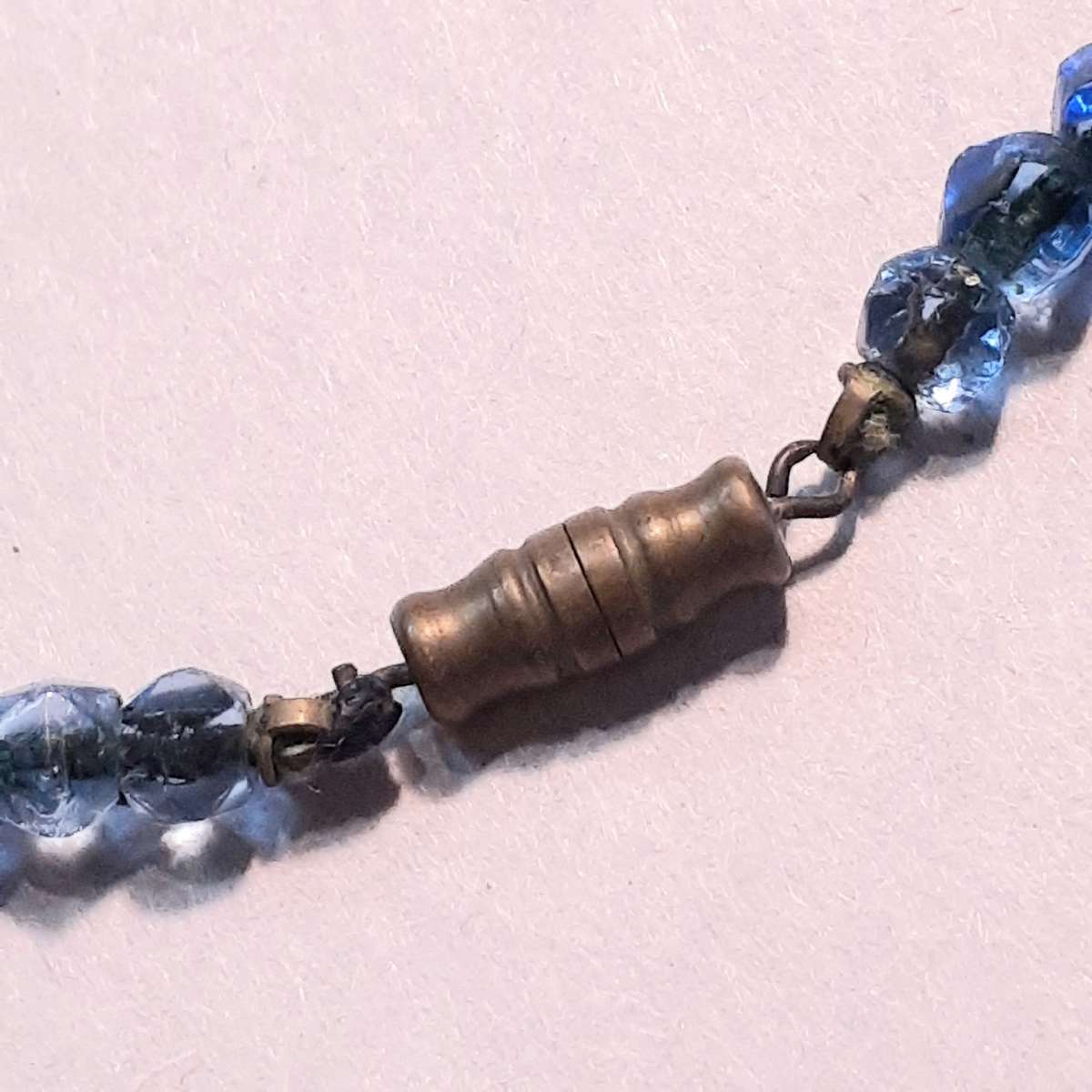 Cut glass crystal bead necklace - Pale Blue Faceted
