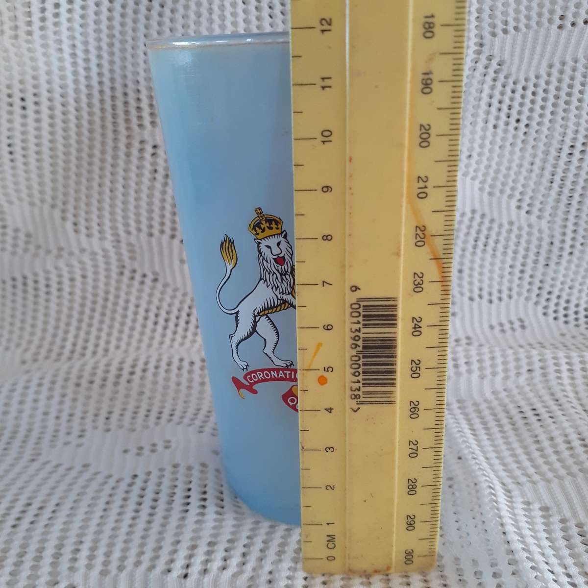 QE2 blue Coronation glass - 2 June 1953