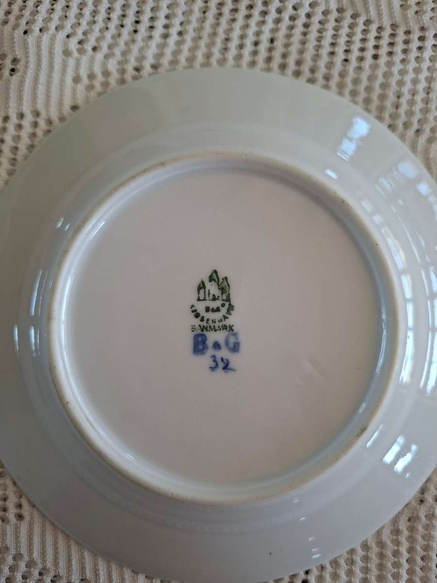 Little Blue and White plate - european 15cms stamped B &amp; G